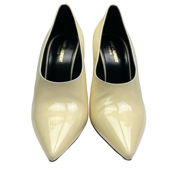 SAINT LAURENT Teddy High Vamp Patent Leather Pumps size EU 39.5 US 9.5 Coquille - Picture 2 of 14